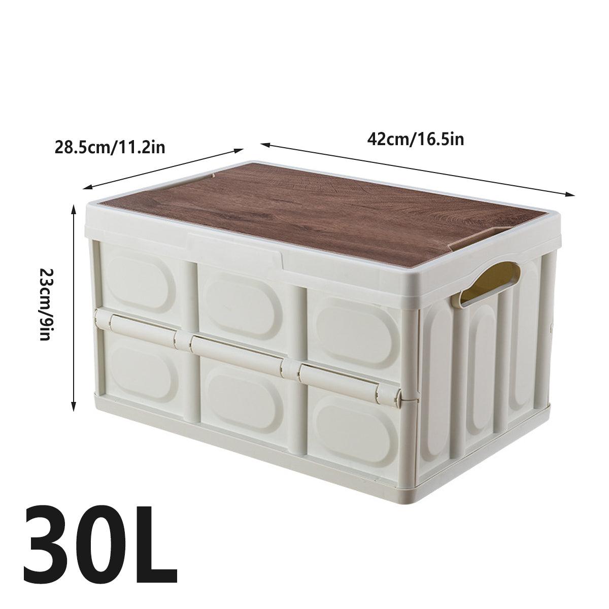 30L Folding Camping Storage Box with Lid - White, view 3