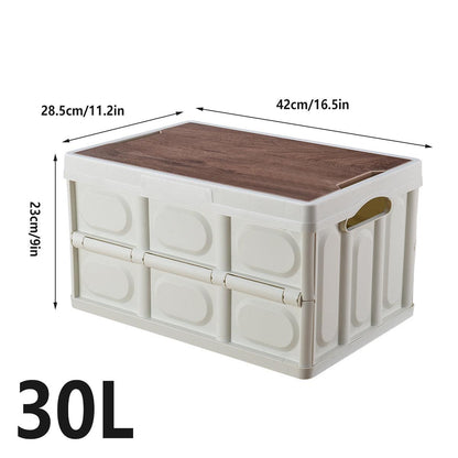 30L Folding Camping Storage Box with Lid - White, view 3