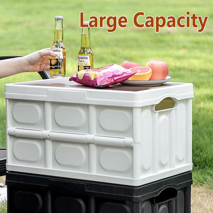 30L Folding Camping Storage Box with Lid - White, view 4