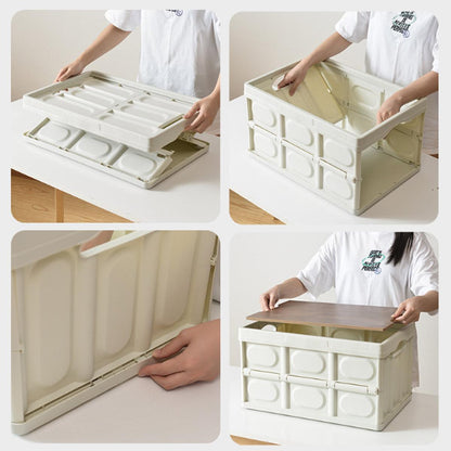 30L Folding Camping Storage Box with Lid - White, view 5