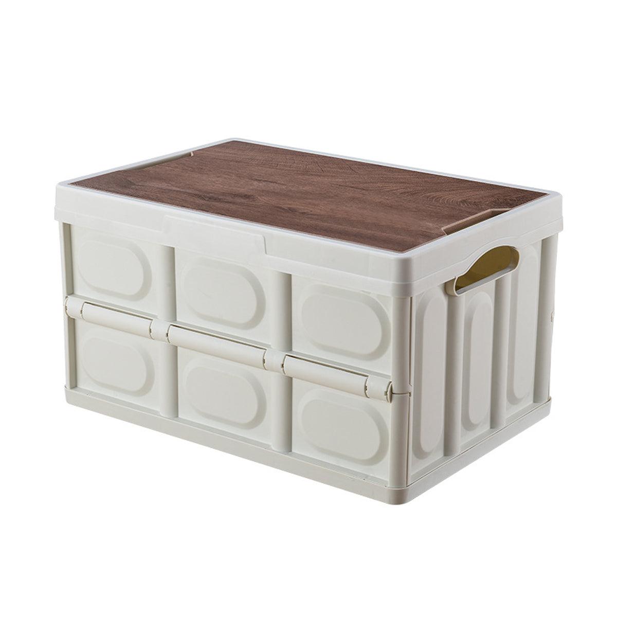 30L Folding Camping Storage Box with Lid - White, view 7