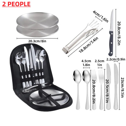 10 Piece Camping Cutlery Set for 2 People - Black, view 4