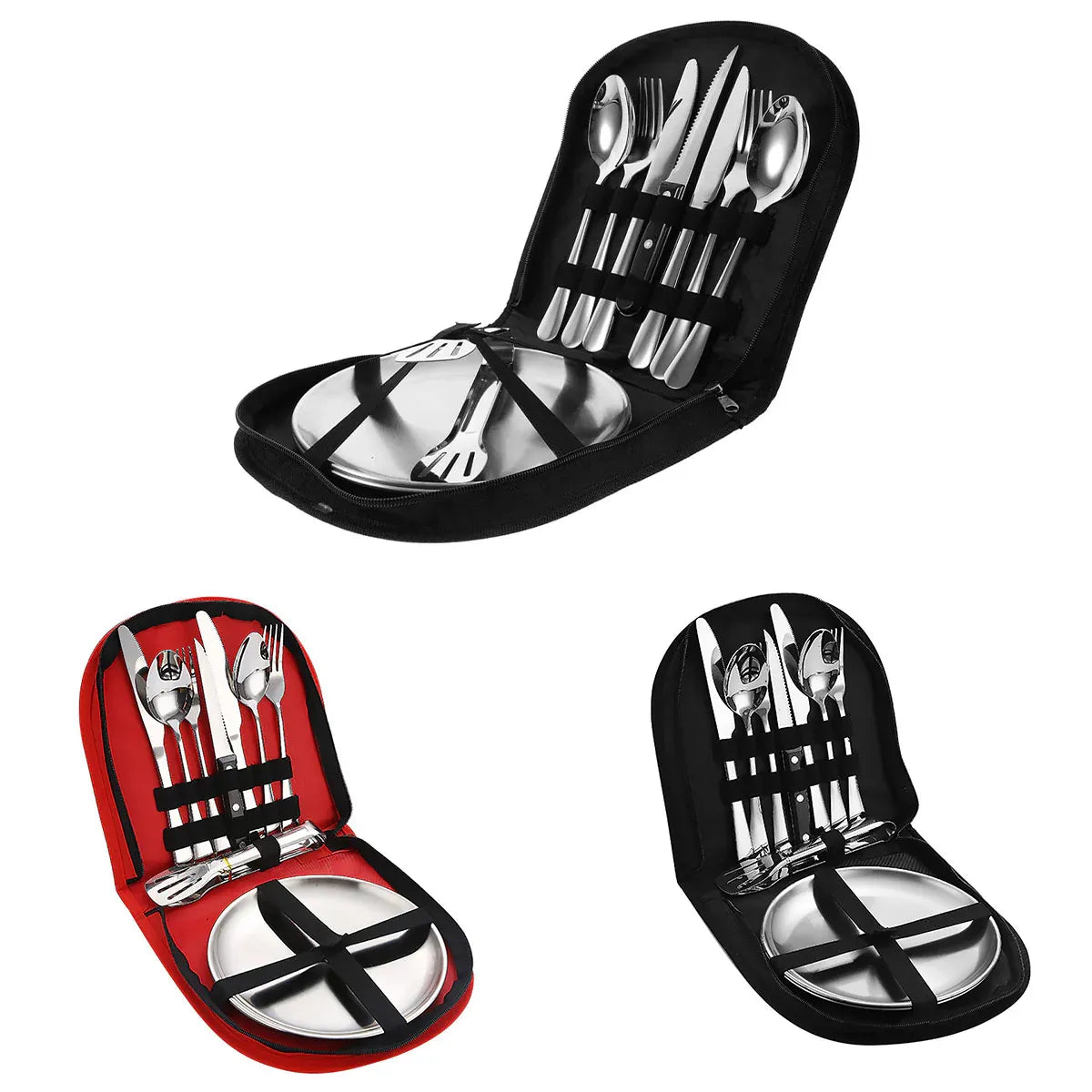 10 Piece Camping Cutlery Set for 2 People - Red, view 3