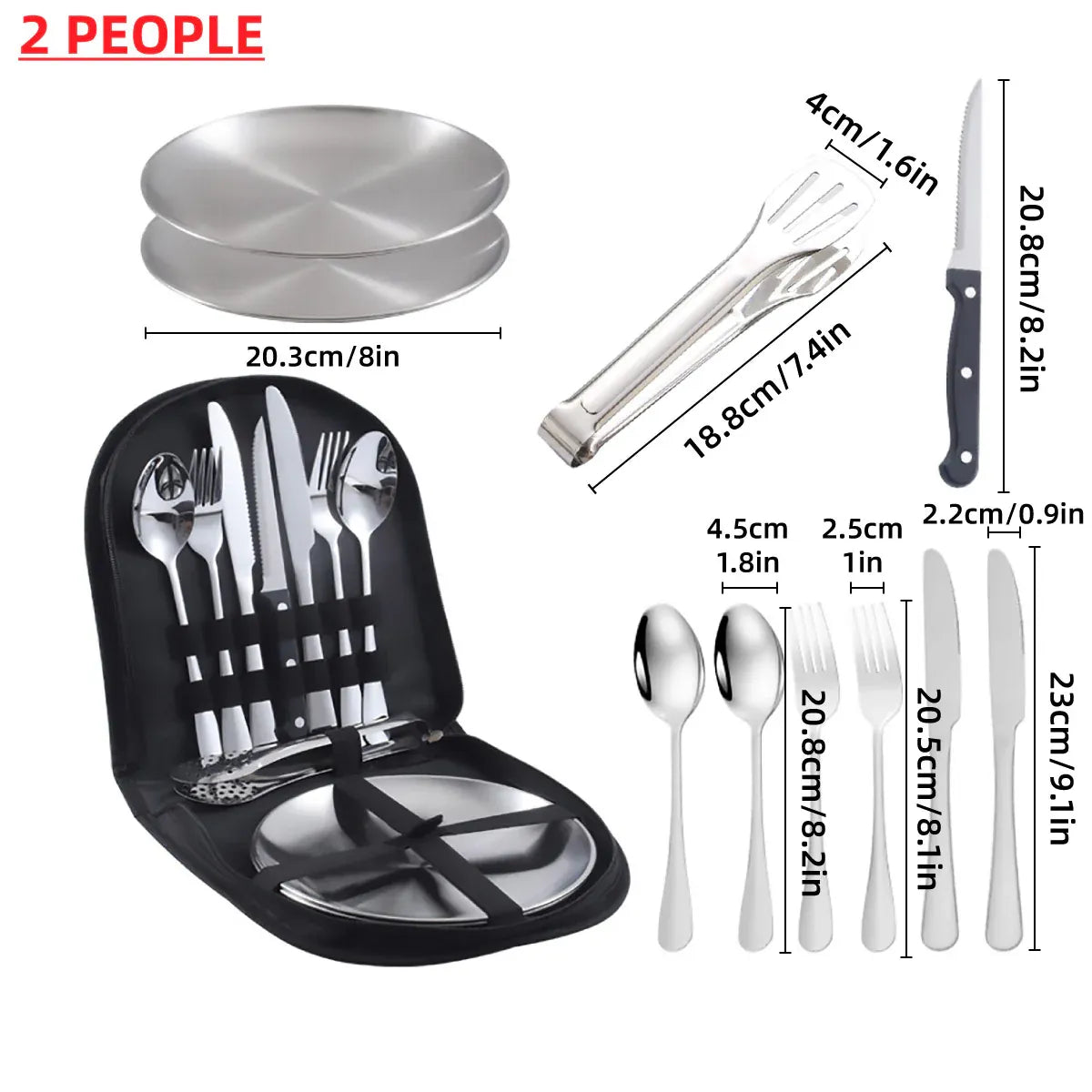 10 Piece Camping Cutlery Set for 2 People - Red, view 4