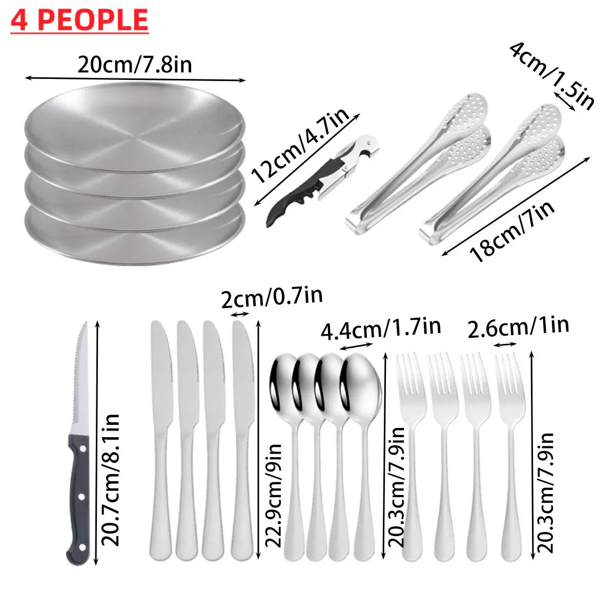 10 Piece Camping Cutlery Set for 2 People - Red, view 5