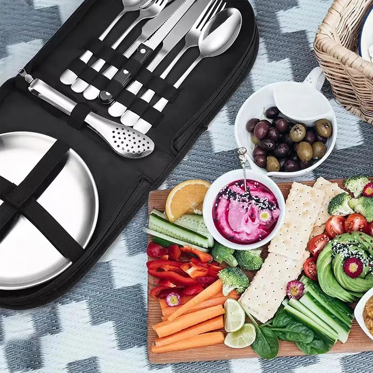 10 Piece Camping Cutlery Set for 2 People - Red, view 7