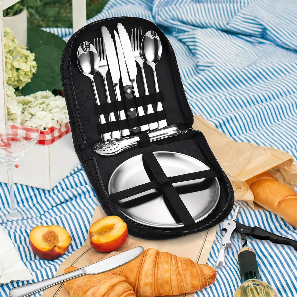 10 Piece Camping Cutlery Set for 2 People - Red, view 9