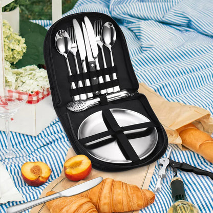 10 Piece Camping Cutlery Set for 2 People - Red, view 9