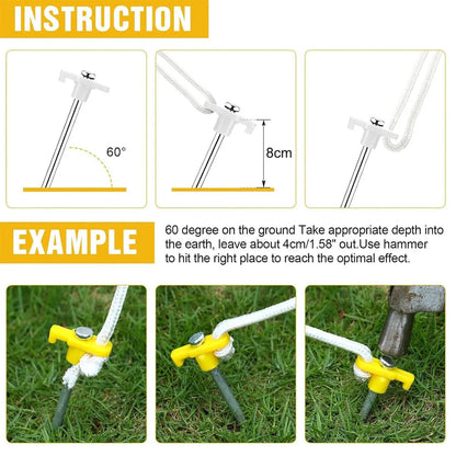 9 Pack Carbon Steel Tent Pegs M8 x 200mm, view 4
