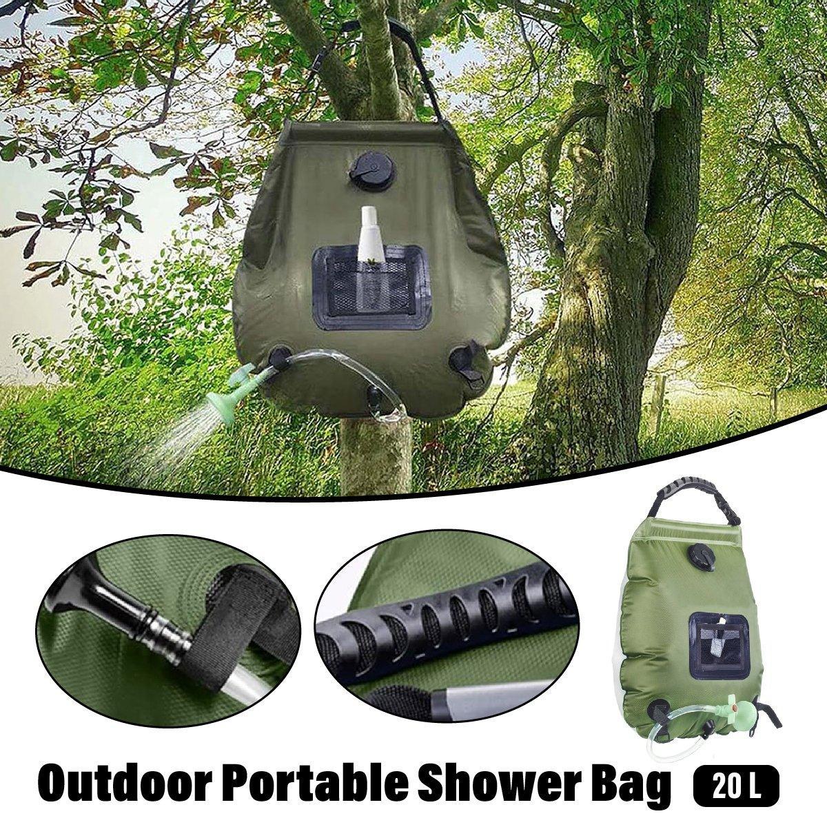 Portable Solar Camping Shower Bag 20L - Army Green