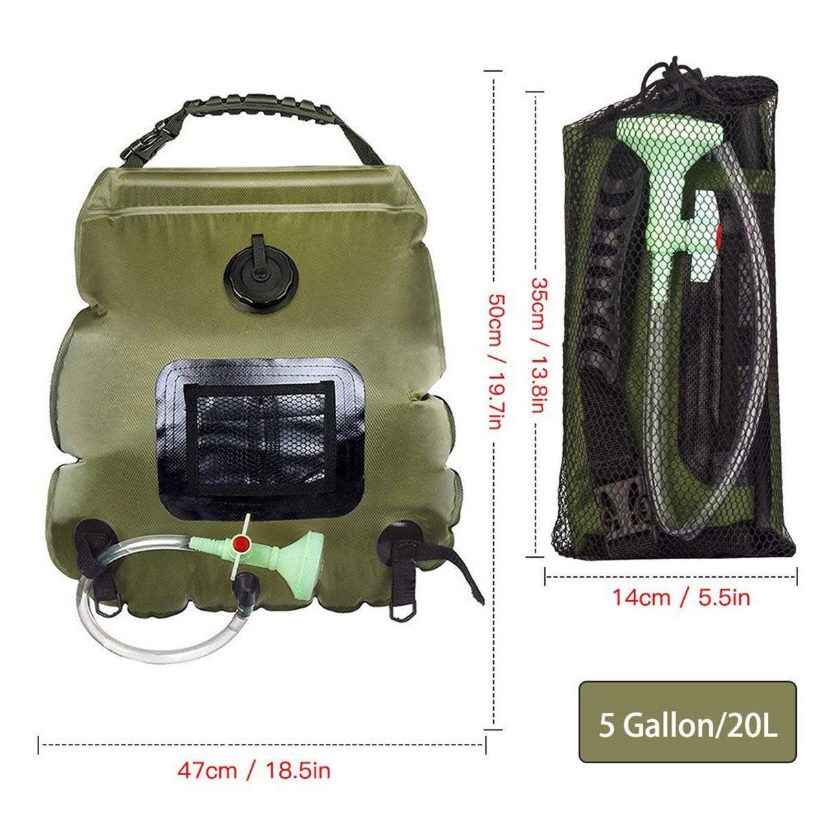 Portable Solar Camping Shower Bag 20L - Army Green, view 3