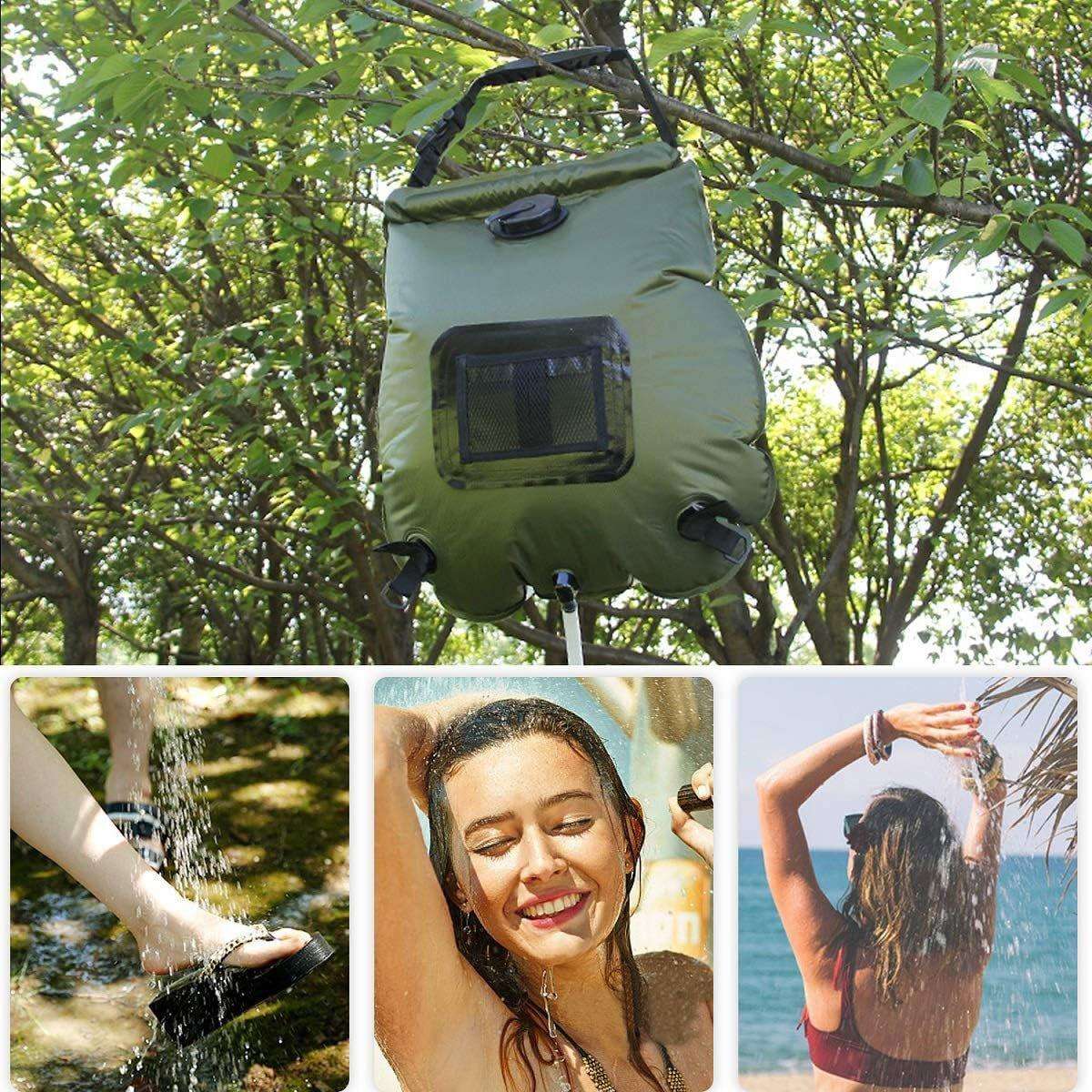 Portable Solar Camping Shower Bag 20L - Army Green, view 4
