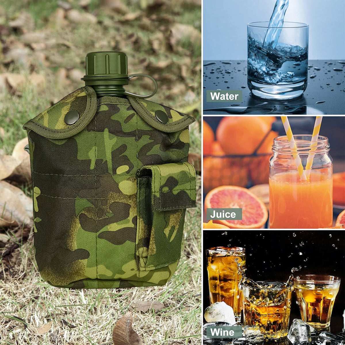 4 Piece Camouflage Tactical Water Bottle Set, view 5