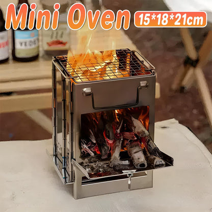 Folding Wood Stove for Camping - Stainless Steel