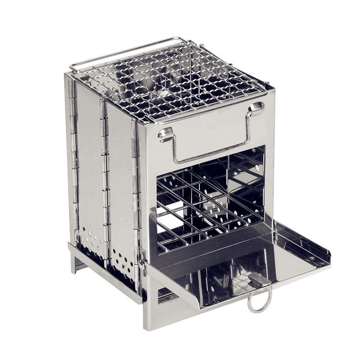 Folding Wood Stove for Camping - Stainless Steel, view 2