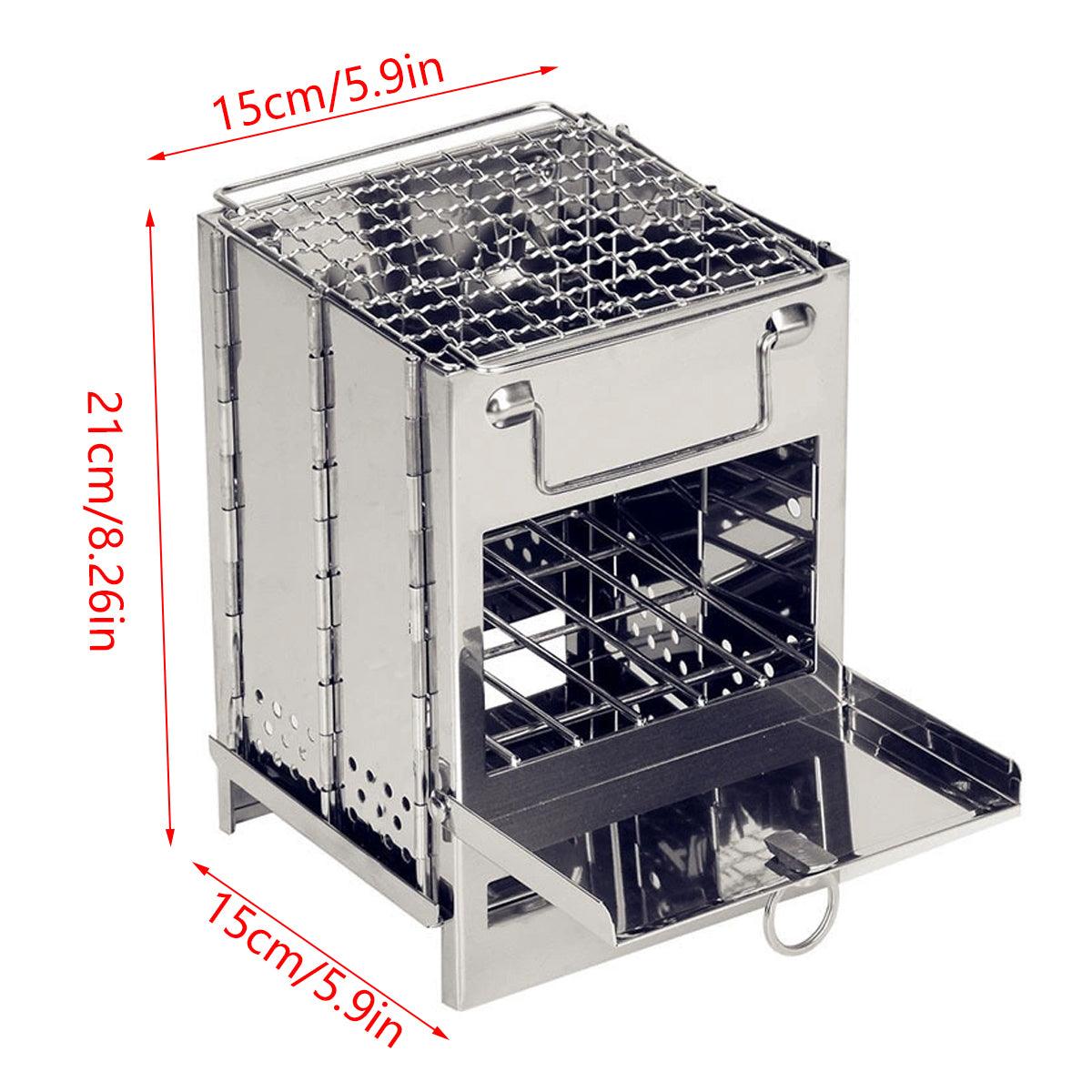 Folding Wood Stove for Camping - Stainless Steel, view 3