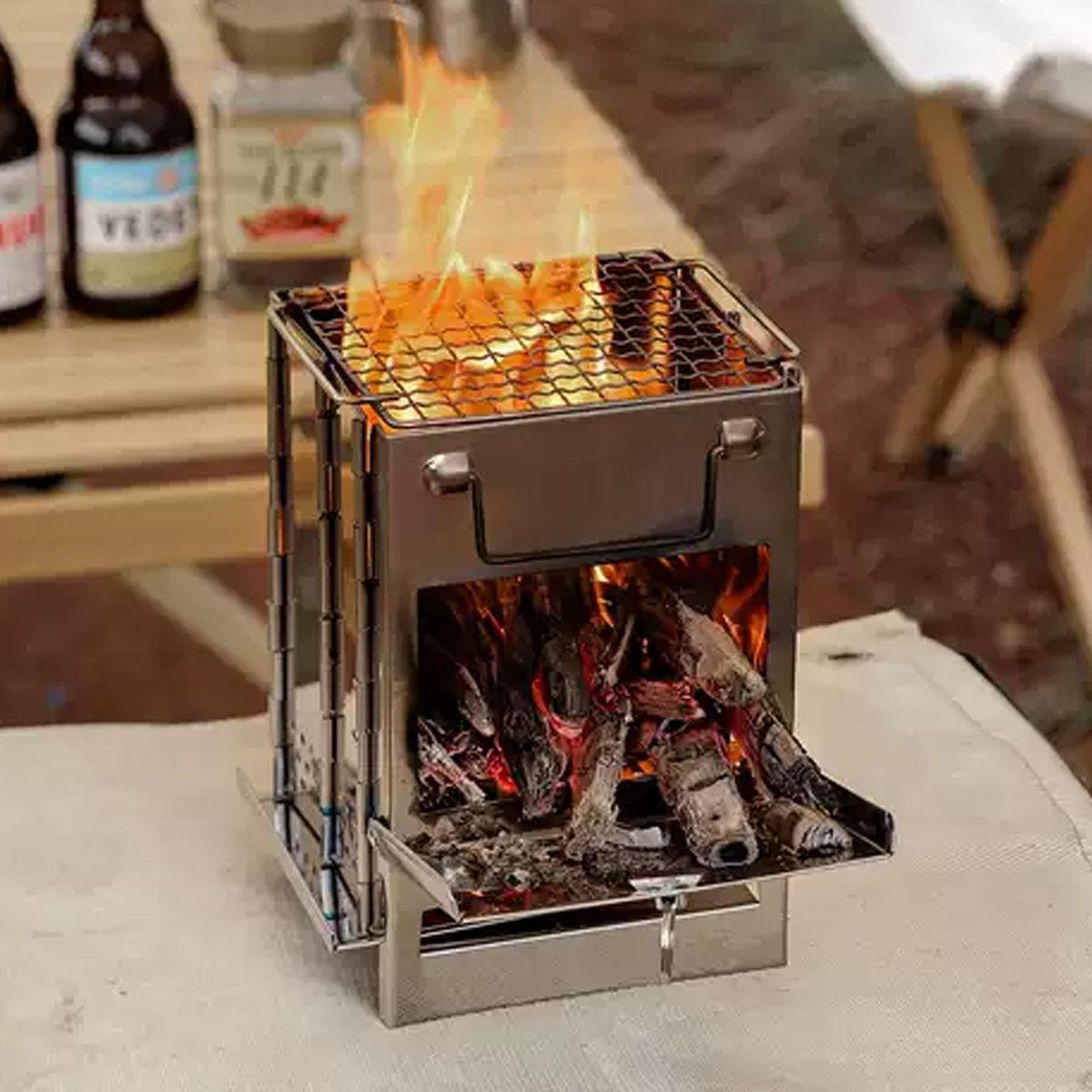 Folding Wood Stove for Camping - Stainless Steel, view 5