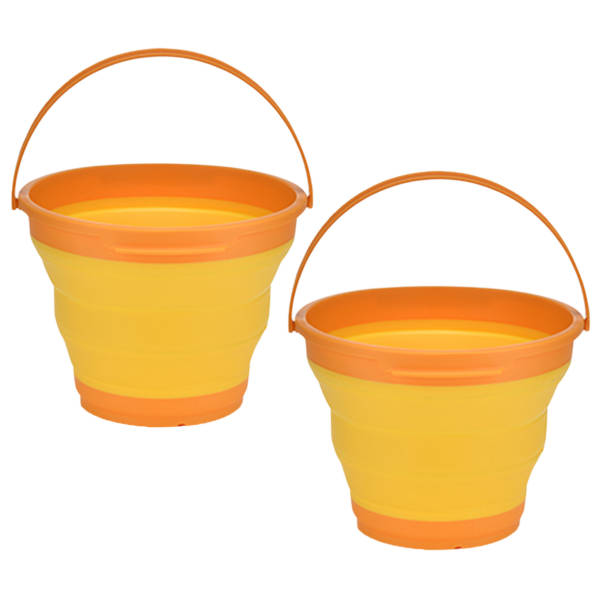 2 Pack 7L Collapsible Camping Buckets - Orange