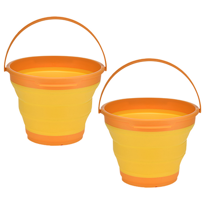 2 Pack 7L Collapsible Camping Buckets - Orange