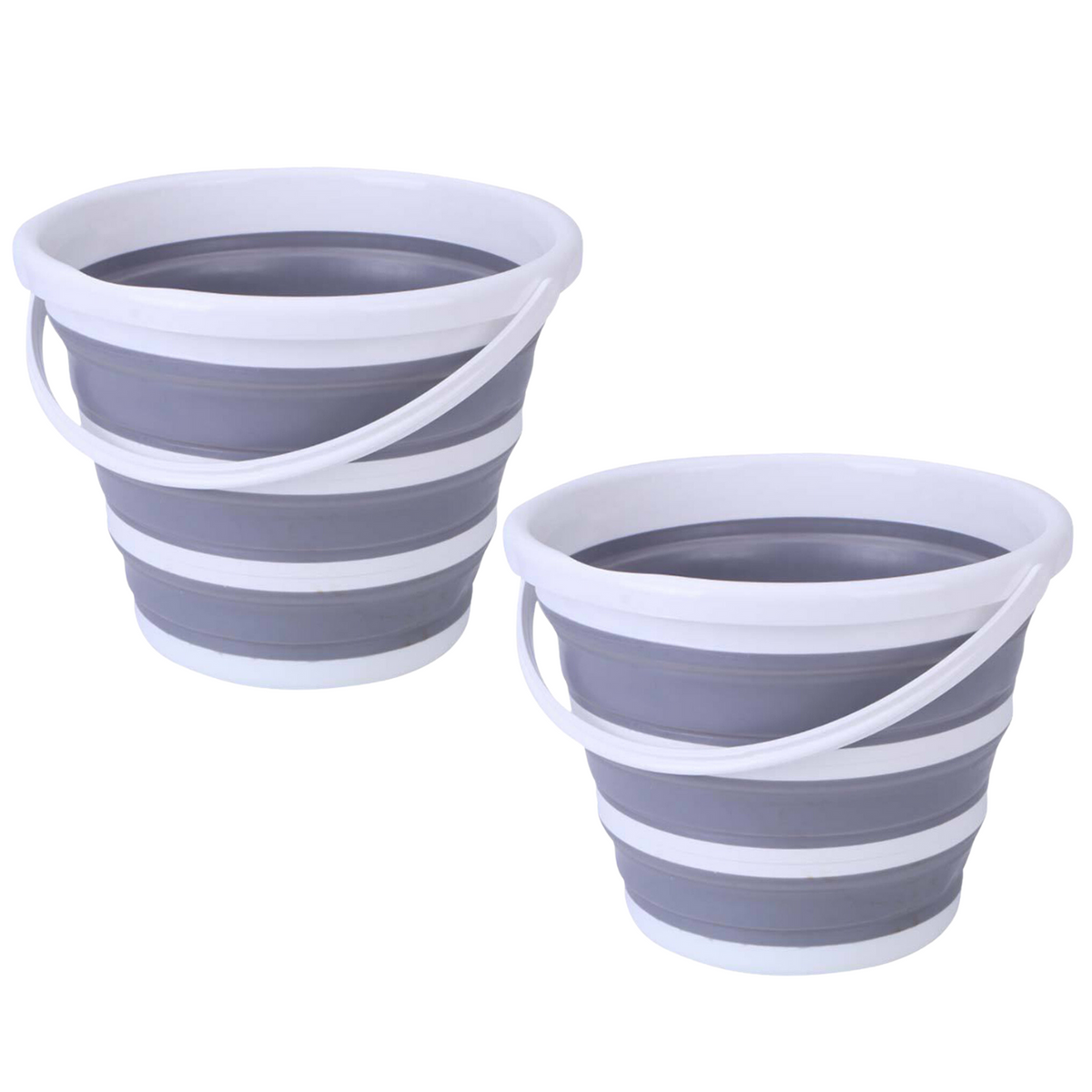 2 Pack 10L Collapsible Buckets - Grey/White, view 2