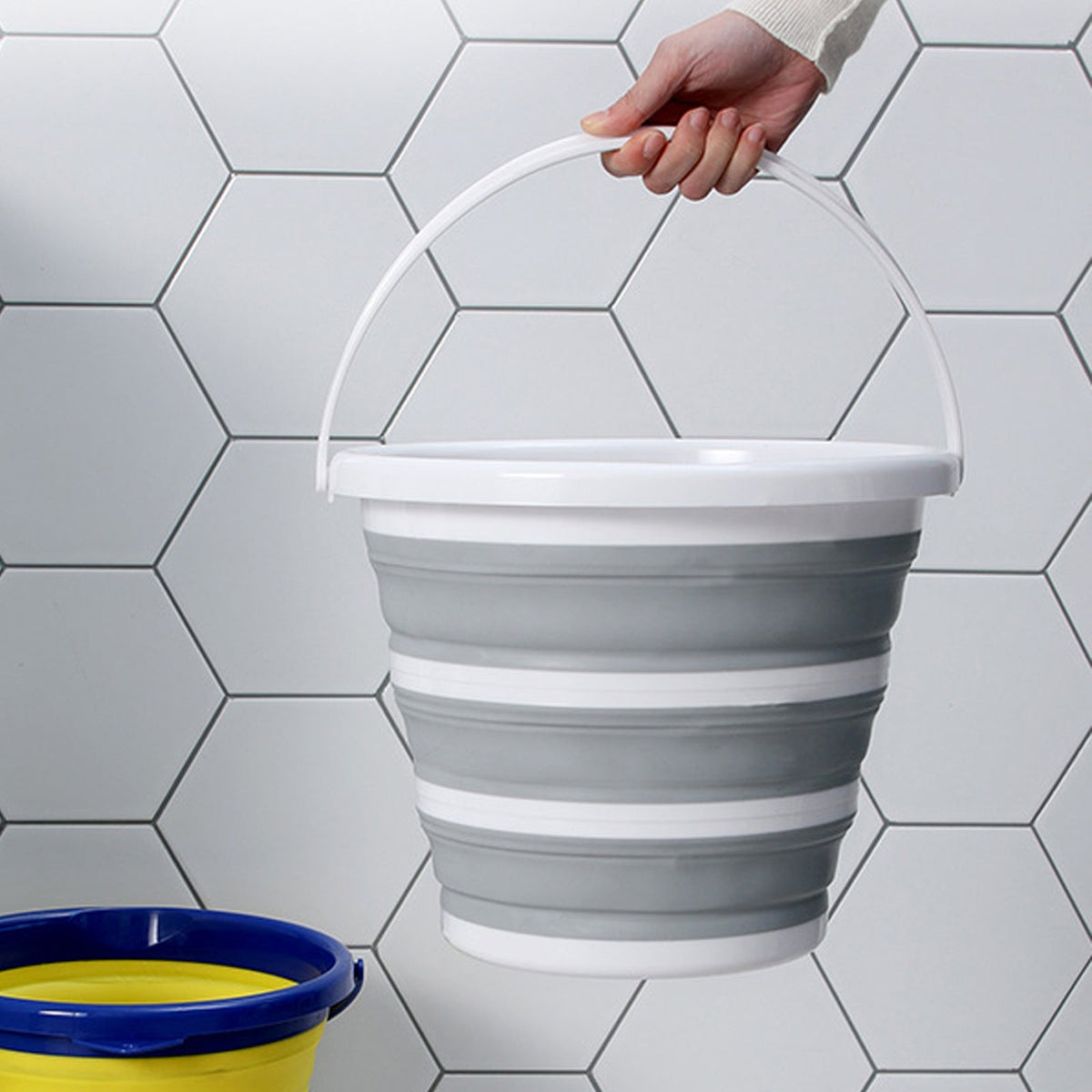 2 Pack 10L Collapsible Buckets - Grey/White, view 3