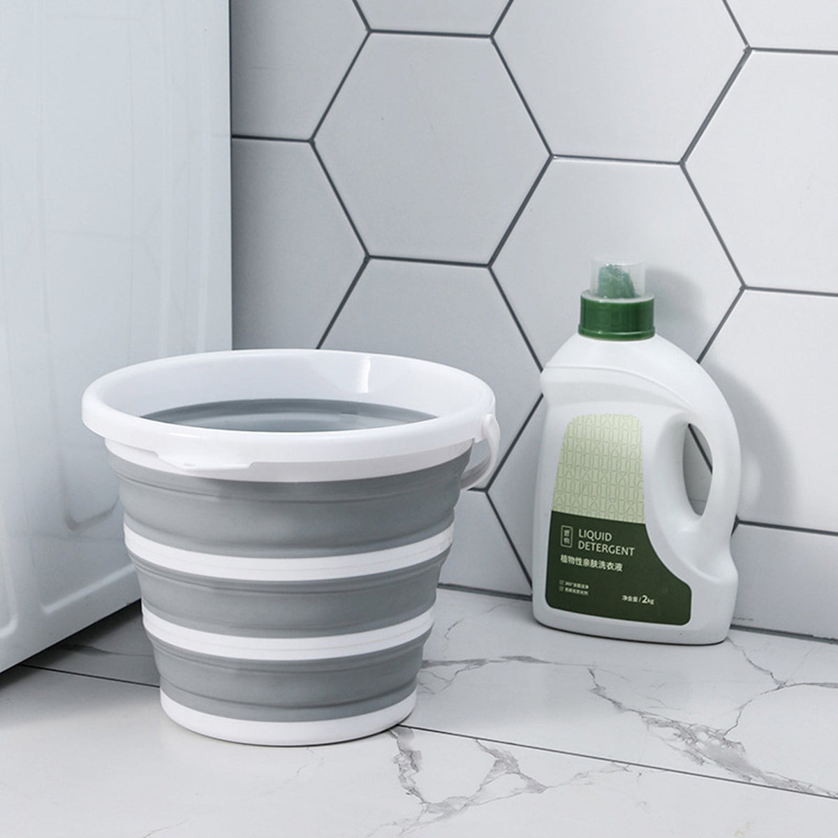 3 Pack 10L Collapsible Buckets - Grey/White, view 6