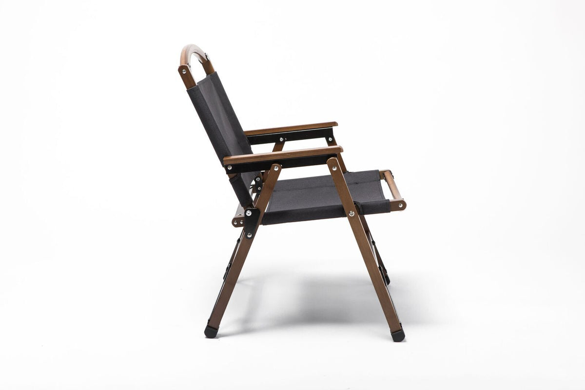 2 Pack Bamboo Canvas Folding Camping Chairs - Black, view 3