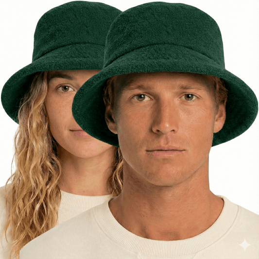 Terry Towelling Bucket Hat – Bottle Green Large