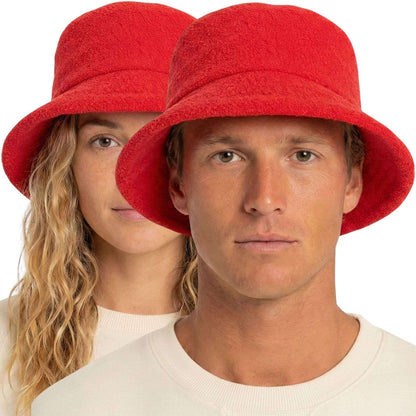 Terry Towelling Bucket Hat – Red Medium