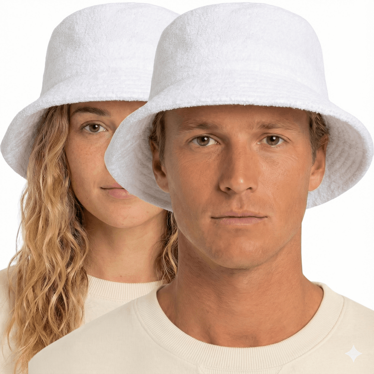 Terry Towelling Bucket Hat – White XL, view 2