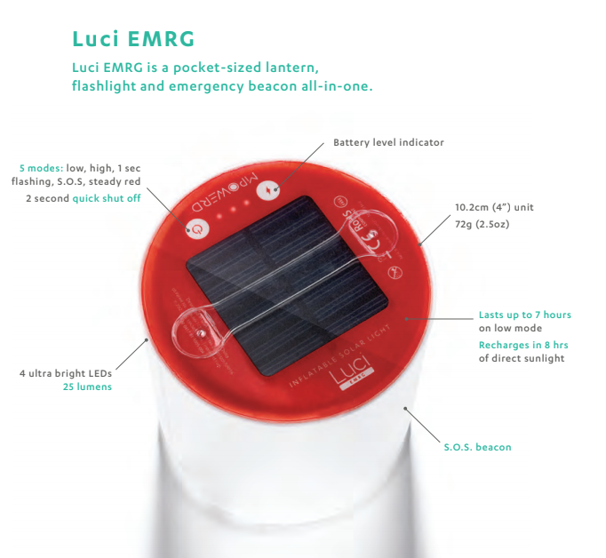MPOWERD Luci EMRG Solar Inflatable Lantern, view 2
