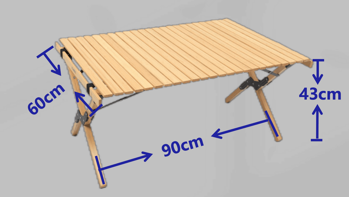 Folding Bamboo Camping Table - Portable Roll-Up with Carry Bag, view 7