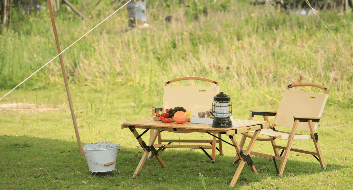 Folding Bamboo Camping Table - Portable Roll-Up with Carry Bag, view 10