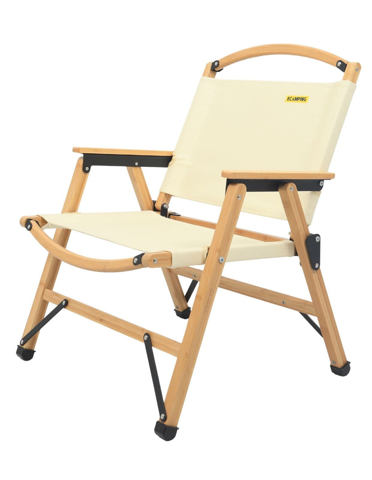 Bamboo Canvas Foldable Camping Chair – Khaki