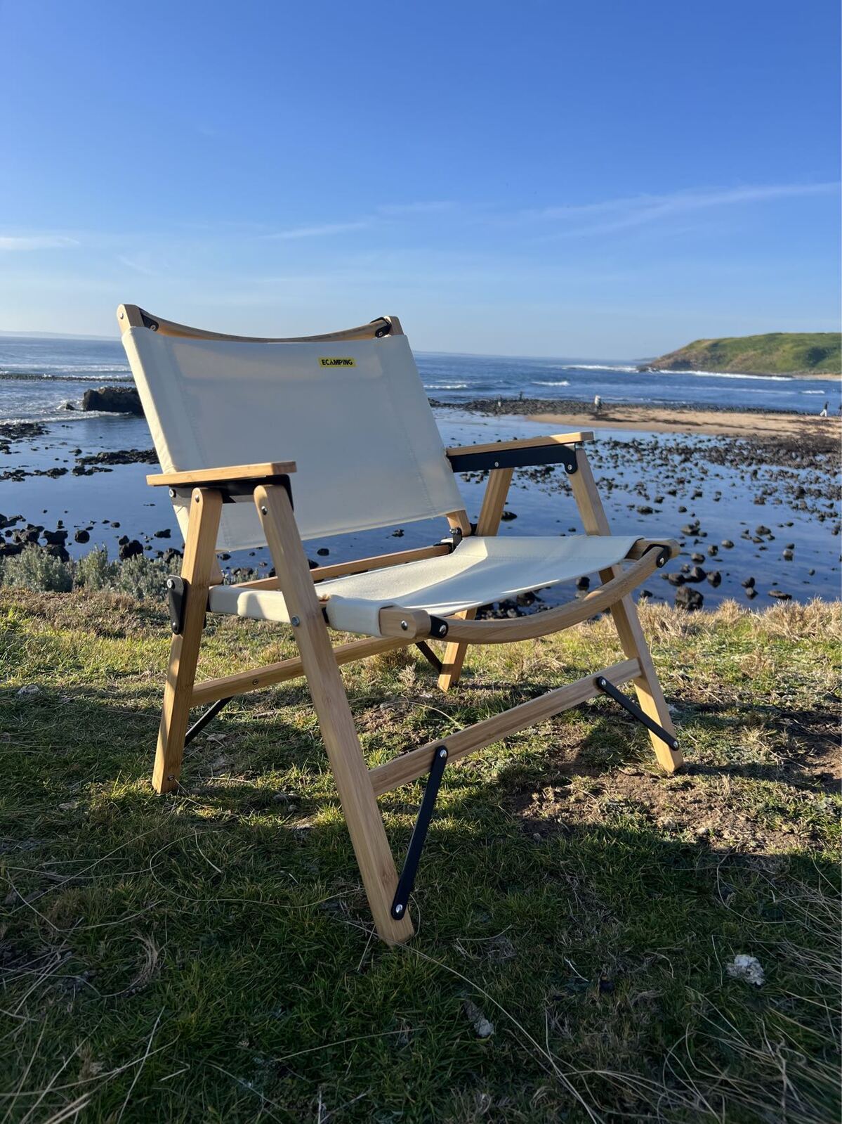 Bamboo Canvas Foldable Camping Chair – Khaki, view 5