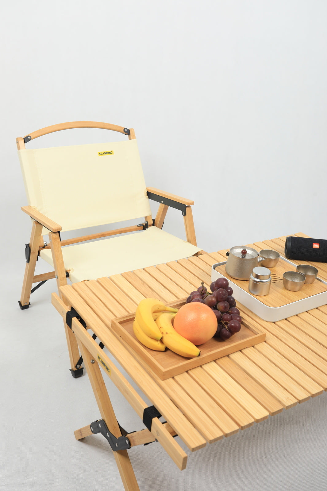 Bamboo Canvas Foldable Camping Chair – Khaki, view 14