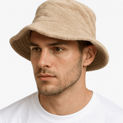 Terry Towelling Bucket Hat – Beige S/M, view 3