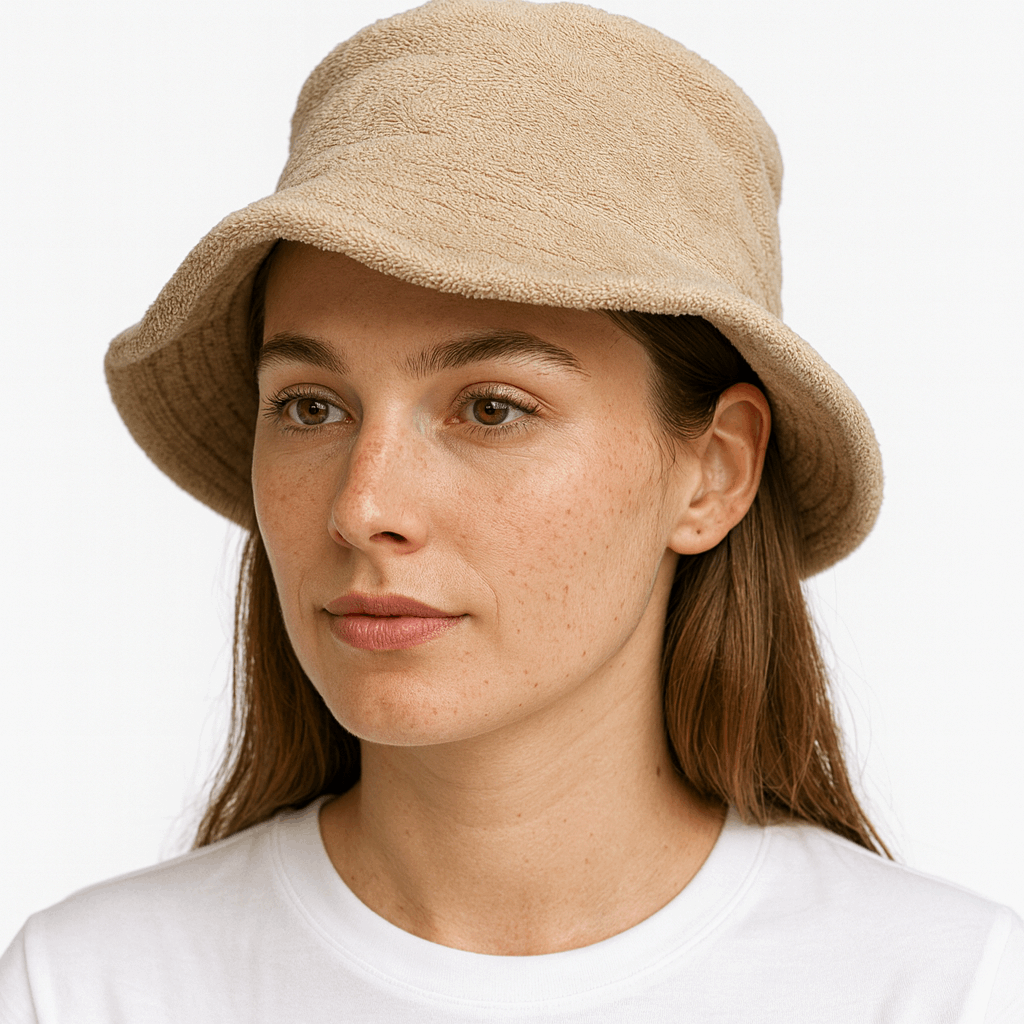 Terry Towelling Bucket Hat – Beige S/M, view 4