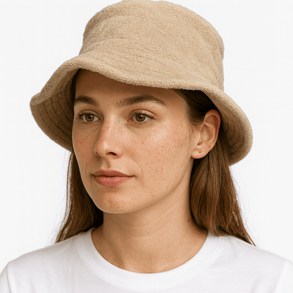 Terry Towelling Bucket Hat – Beige S/M, view 4
