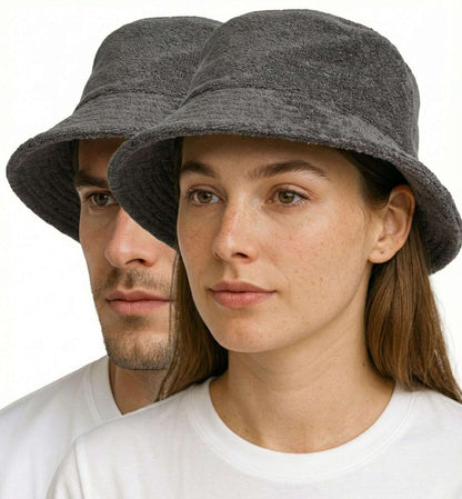 Terry Towelling Bucket Hat – Grey S/M, view 2
