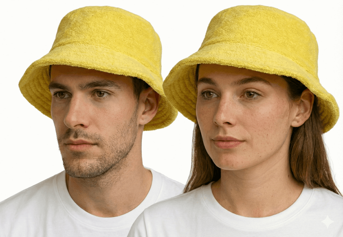 Terry Towelling Bucket Hat – Yellow L/XL, view 2