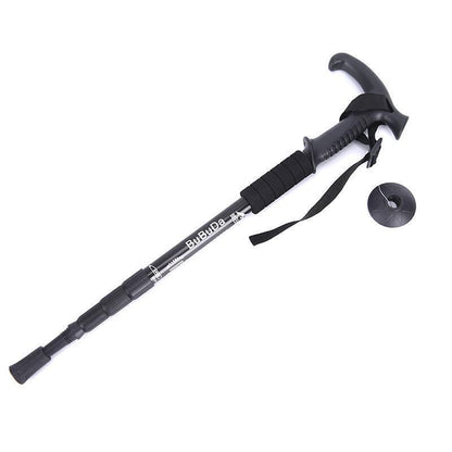 Telescopic Anti-Shock Hiking Pole - Black, view 2