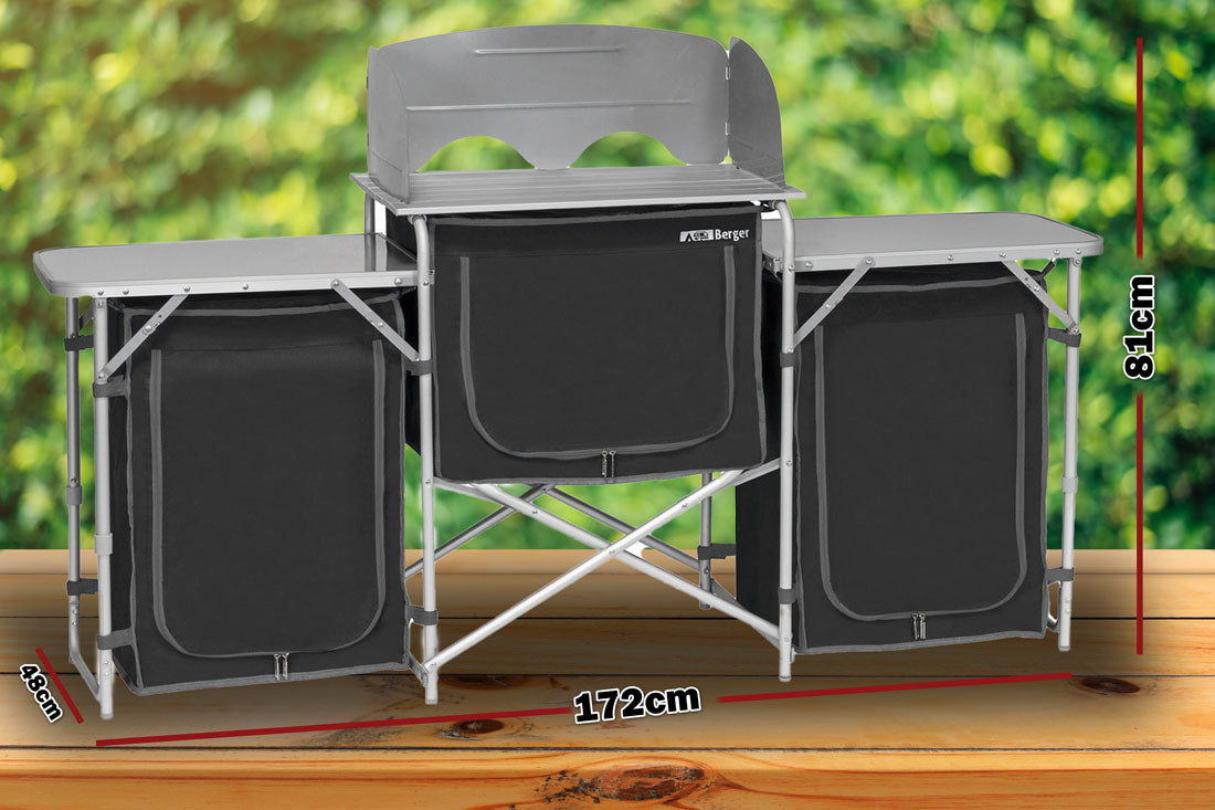 Berger Foldable Aluminium Camp Kitchen with Windshield, view 9