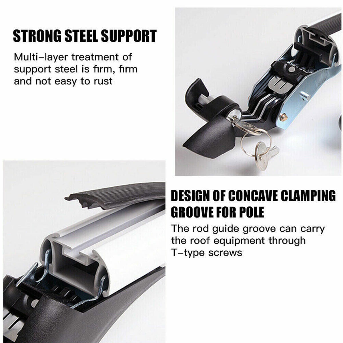 100cm Universal Aluminium Roof Rack Cross Bars, view 3