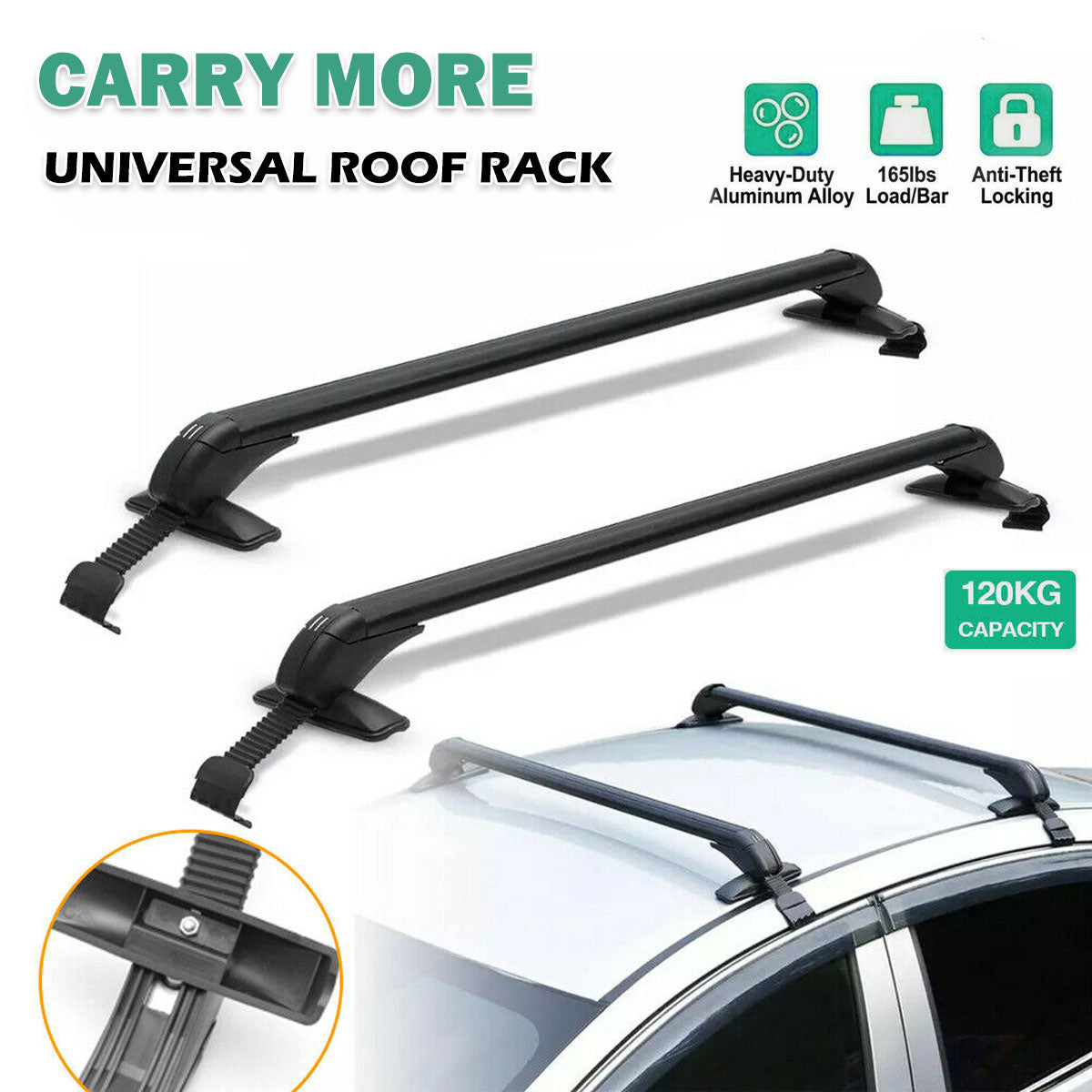 100cm Universal Aluminium Roof Rack Cross Bars, view 13