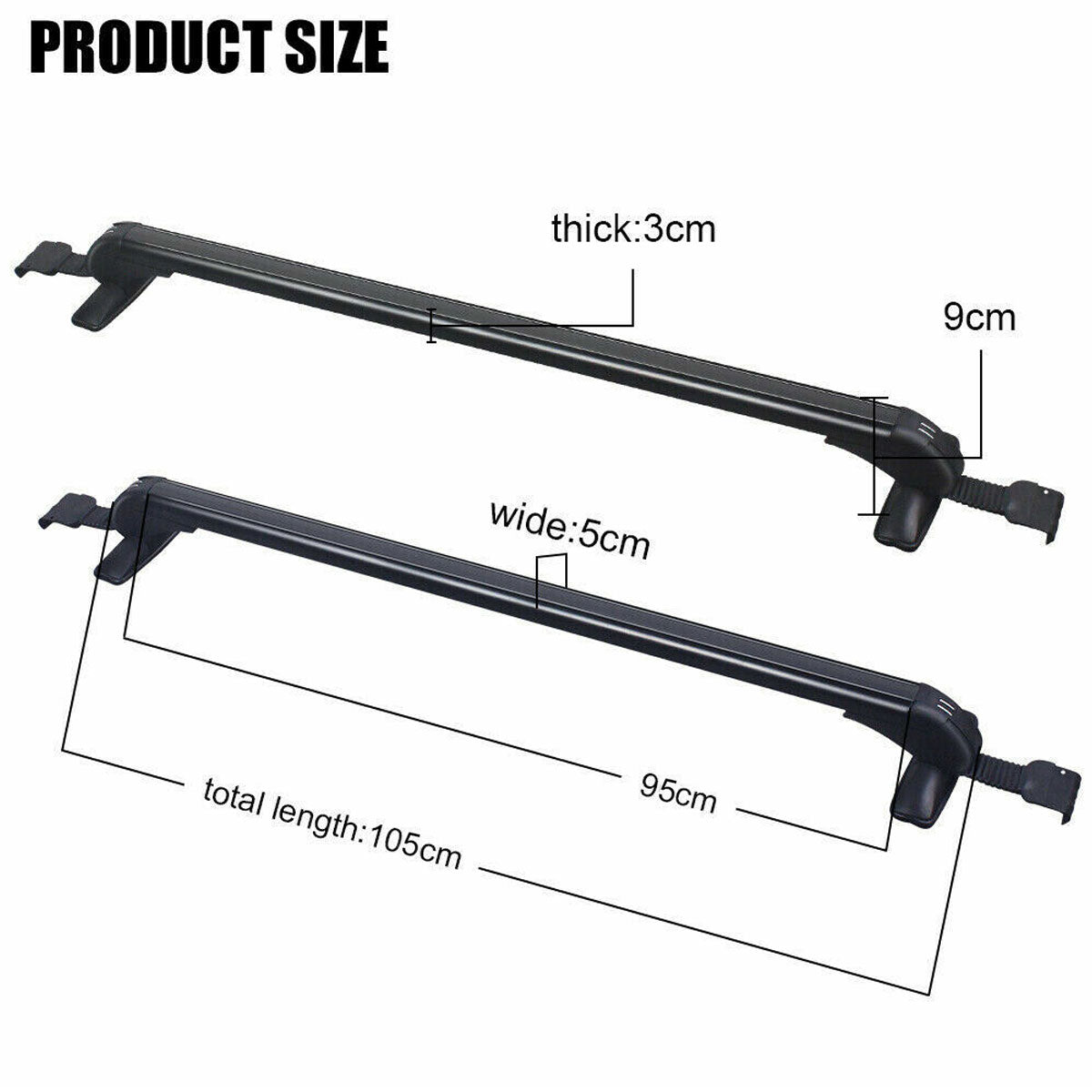 105cm Aluminium Roof Rack Cross Bars – Lockable, view 11