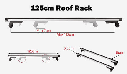 125cm Adjustable Aluminium Roof Rack Cross Bars, view 6