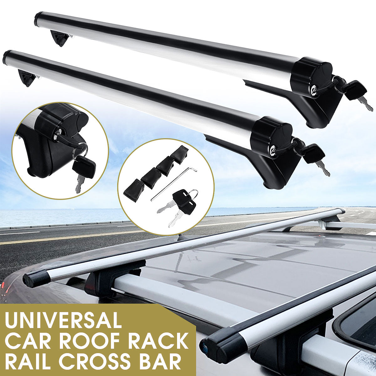 135cm Adjustable Aluminium Roof Rack Cross Bars, view 4