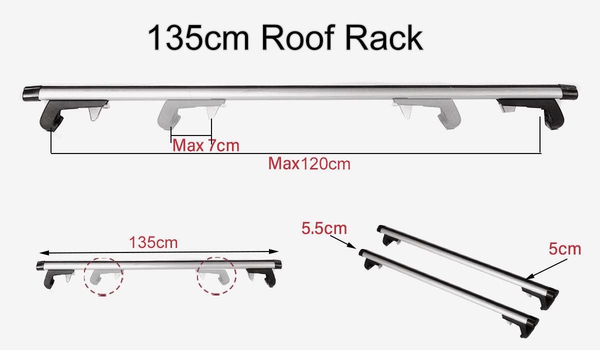 135cm Adjustable Aluminium Roof Rack Cross Bars, view 8
