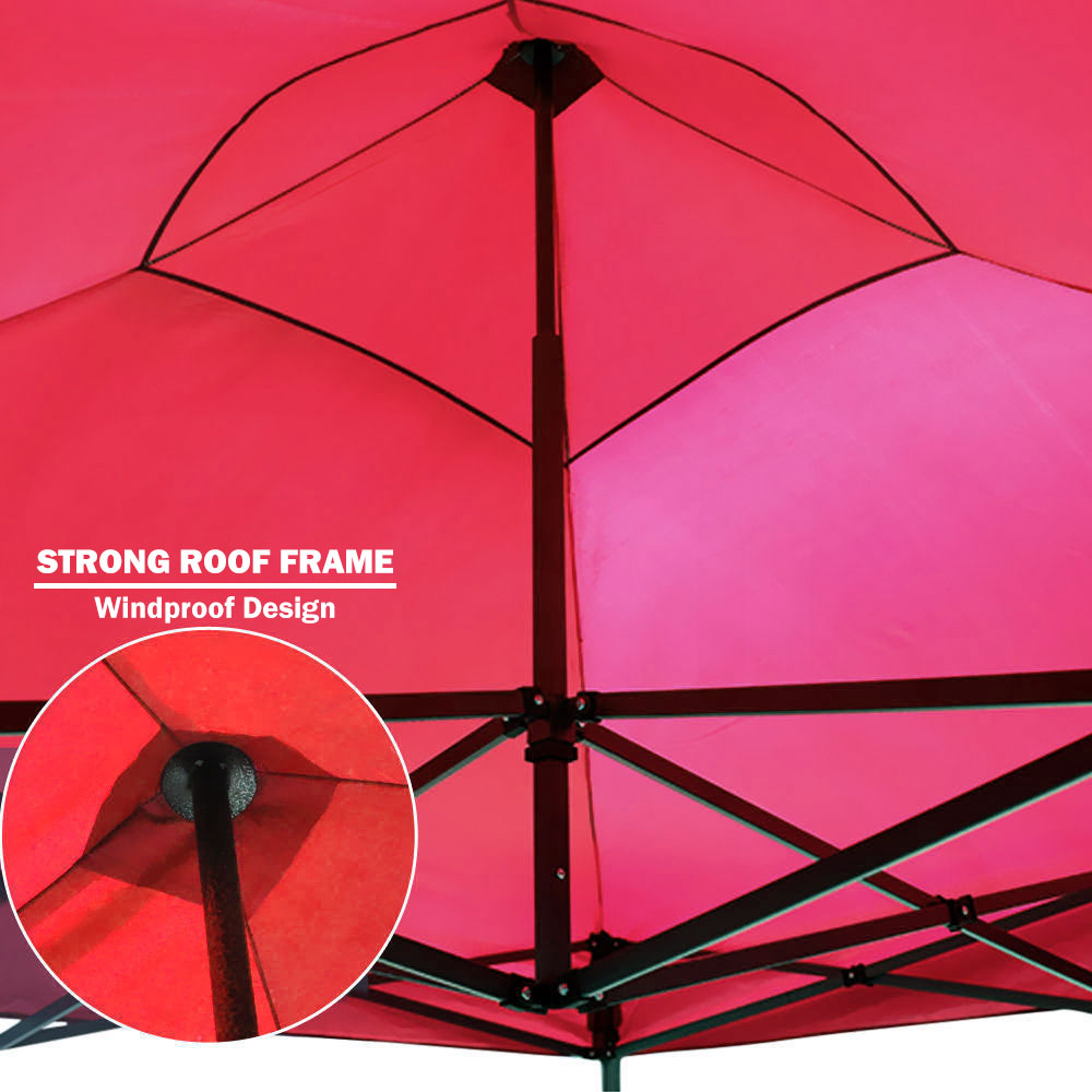 3x3m Pop-Up Gazebo – PVC Oxford Canopy, Red, view 7
